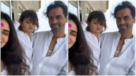 A snippet of how Gabriella, Arjun and Arik celebrated Holi together.(Instagram/@gabriellademetriades)