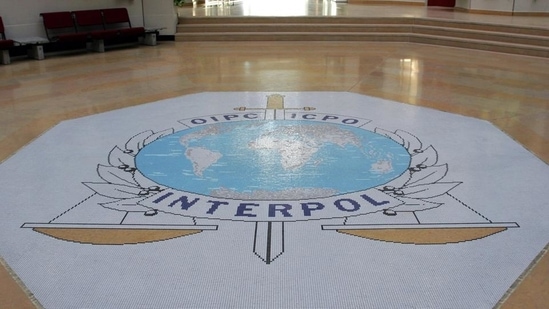 The entrance hall of Interpol's headquarters in Lyon, central France.(HT archive)