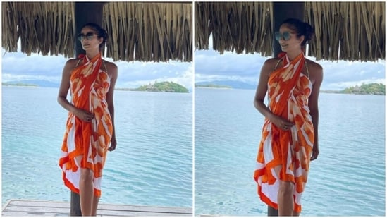 Pooja Batra is living it up in Bora Bora islands. The actor recently took off for her vacation and since then, she has been doing it all – from exploring the pockets of the island on her scooty to striking a yoga pose with the sprawling blue waters in the backdrop.(Instagram/@poojabatra)