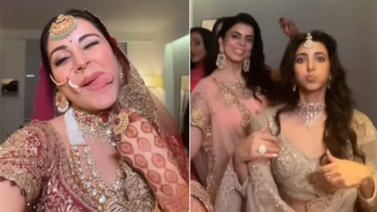 This is how Shraddha Arya and her friends waited for baraat.(Instagram)