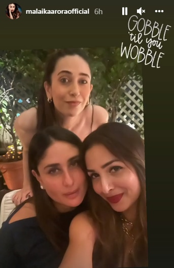 Malaika Arora, Kareena Kapoor Khan and Karisma Kapoor pose for a selfie.(Instagram/@malaikaaroraofficial)