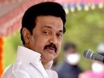 TN CM Stalin was accompanied by Water Resources Minister Duraimurugan, Health Minister Ma Subramanian and top government officials, at the Raj Bhawan. (PTI)