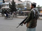 A Taliban fighter stands guard in Kabul, Afghanistan. REUTERS/Ali Khara