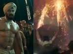 Salman Khan reacts to fireworks in cinema halls during Antim screening. Salman Khan reacts to fireworks in cinema halls during Antim screening.
