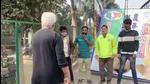 A four-member team of MCD officers was assaulted while removing illegal posters, billboards and advertisements from the area around Kalindi Kunj. (Video Grab) A four-member team of MCD officers was assaulted while removing illegal posters, billboards and advertisements from the area around Kalindi Kunj. (Video Grab)