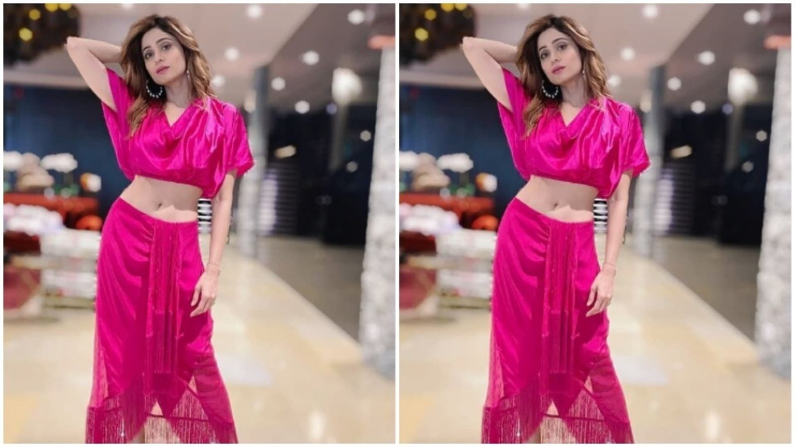 Shamita Shetty's shimmery pink co-ord set is giving us weekend fashion goals