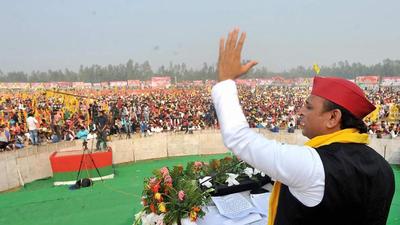 Samajwadi Party chief Akhilesh Yadav at a rally in Sandila (Hardoi) on Saturday. (PTI Photo) Samajwadi Party chief Akhilesh Yadav at a rally in Sandila (Hardoi) on Saturday. (PTI Photo)