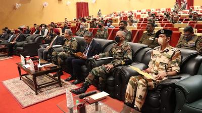 Dignitaries during the two-day seminar held by army in Dehradun. (HT Photo)