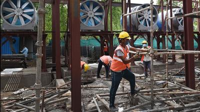 On Wednesday, the Supreme Court had reimposed the ban on construction activities in Delhi-NCR until further orders. Non-polluting construction activities such as plumbing work, interior decoration, electrical work and carpentry are allowed. (Ajay Aggarwal /HT PHOTO) On Wednesday, the Supreme Court had reimposed the ban on construction activities in Delhi-NCR until further orders. Non-polluting construction activities such as plumbing work, interior decoration, electrical work and carpentry are allowed. (Ajay Aggarwal /HT PHOTO)