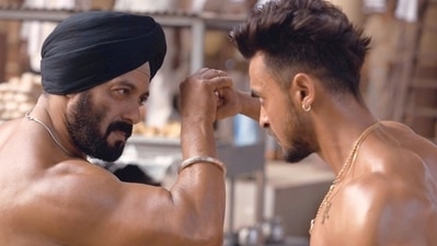 Salman Khan and Aayush Sharma in a still from Antim The Final Truth Salman Khan and Aayush Sharma in a still from Antim The Final Truth