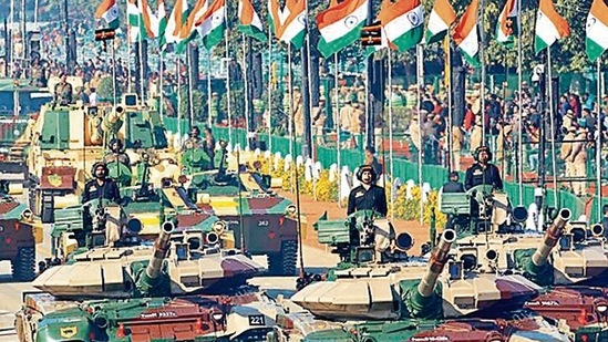 Indian Army tanks displayed ahead of the Republic Day parade in New Delhi. Indian Army tanks displayed ahead of the Republic Day parade in New Delhi.
