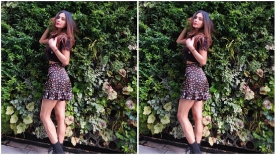 The black short skirt was printed in multiple colours.(Instagram/@imouniroy)