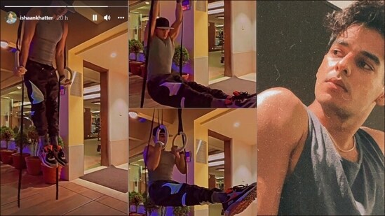 Ishaan Khatter makes jaws drop with his pullup session during home workout(Instagram/ ishaankhatter)