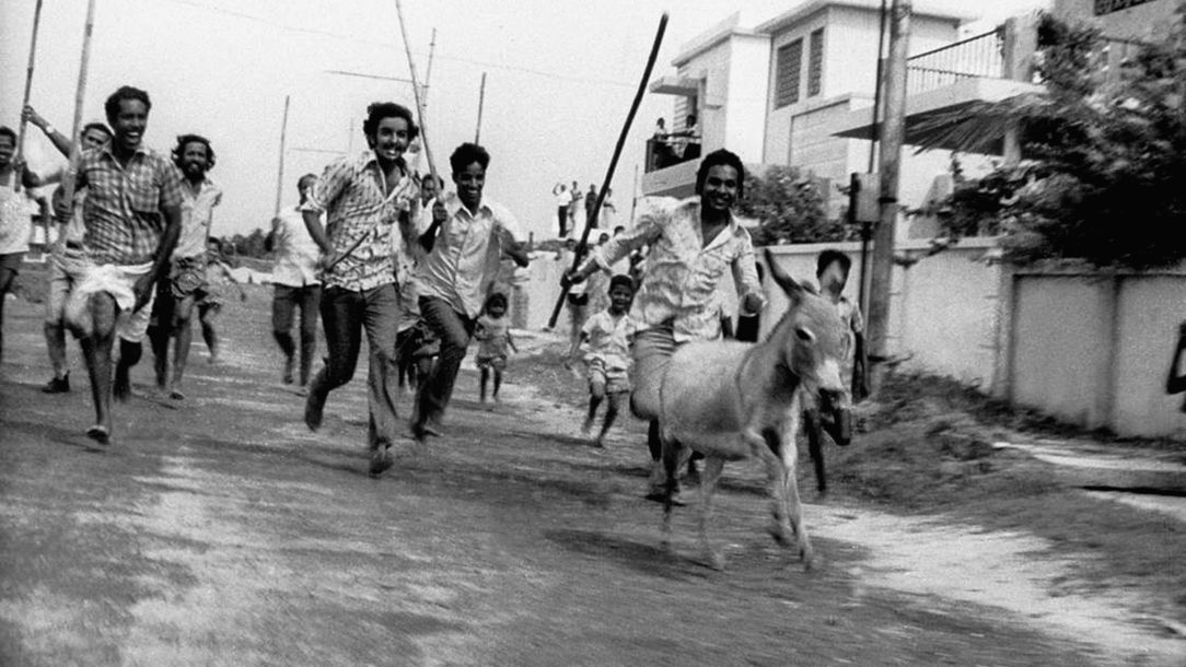 Malayalam director John Abraham’s Agraharathil Kazhuthai (1977) is a satire on caste superiority and superstition where a donkey plays the lead.