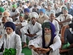 Farmers sitting on a demonstration during the ongoing farmers' protest at the Delhi-Ghazipur border, in New Delhi.(ANI) Farmers sitting on a demonstration during the ongoing farmers' protest at the Delhi-Ghazipur border, in New Delhi.(ANI)