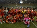 India team pose with veteran Brazilian footballer Formiga (AIFF Media) India team pose with veteran Brazilian footballer Formiga (AIFF Media)