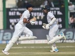 Indian players Shreyas Iyer and Wriddhiman Saha run between the wickets during fourth day of the first cricket test match between India and New Zealand, at Green Park stadium in Kanpur, Sunday, Nov. 28, 2021. (PTI) Indian players Shreyas Iyer and Wriddhiman Saha run between the wickets during fourth day of the first cricket test match between India and New Zealand, at Green Park stadium in Kanpur, Sunday, Nov. 28, 2021. (PTI)
