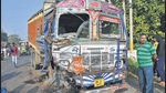 Nadia: A damaged truck following a road accident at Phulbari area in Nadia district, West Bengal, Sunday, Nov 28, 2021. At least 18 people were killed and 5 others injured Saturday night while the matador they were travelling in met with an accident on the way to a crematorium. (PTI Photo) (PTI11_28_2021_000032B) (PTI) Nadia: A damaged truck following a road accident at Phulbari area in Nadia district, West Bengal, Sunday, Nov 28, 2021. At least 18 people were killed and 5 others injured Saturday night while the matador they were travelling in met with an accident on the way to a crematorium. (PTI Photo) (PTI11_28_2021_000032B) (PTI)