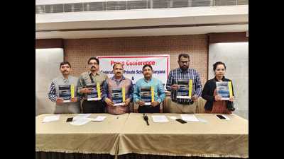 Members of National Independent Schools Alliance releasing the research report in Chandigarh on Sunday. (HT Photo)