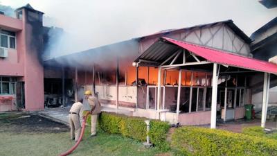 A fire broke out in the chemistry laboratory of the Institute of Himalayan Bioresource Technology, Palampur, in the wee hours of Sunday. (HT Photo)