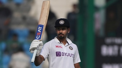 Shreyas Iyer raises his bat after scoring fifty runs during Day 4 of the first Test against New Zealand in Kanpur. (AP) Shreyas Iyer raises his bat after scoring fifty runs during Day 4 of the first Test against New Zealand in Kanpur. (AP)