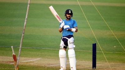 Indian captain Virat Kohli during a practice session at CCI Club in Mumbai, Thursday, Nov. 25, 2021. (PTI) Indian captain Virat Kohli during a practice session at CCI Club in Mumbai, Thursday, Nov. 25, 2021. (PTI)