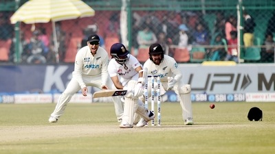 Ajinkya Rahane plays a shot during fourth day of the first cricket Test match between India and New Zealand (PTI) Ajinkya Rahane plays a shot during fourth day of the first cricket Test match between India and New Zealand (PTI)