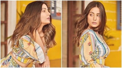 Hina Khan makes us fall in love with her beauty in co-ord crop top and pants: Pics inside Hina Khan makes us fall in love with her beauty in co-ord crop top and pants: Pics inside