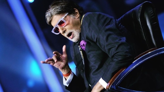 Amitabh Bachchan on the sets of Kaun Banega Crorepati.