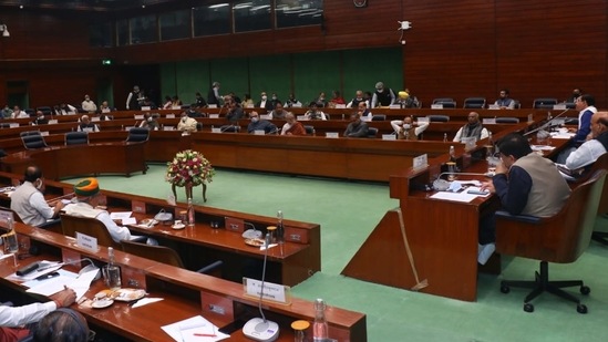 An image of the all-party meeting shared by Union minister Pralhad Joshi. (Twitter@JoshiPralhad) An image of the all-party meeting shared by Union minister Pralhad Joshi. (Twitter@JoshiPralhad)