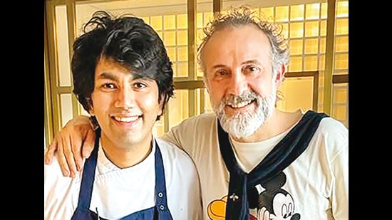 When Massimo Bottura (right) was served a dessert with sweetish rasam, he asked Himanshu to make a normal rasam and serve it as a course in the middle When Massimo Bottura (right) was served a dessert with sweetish rasam, he asked Himanshu to make a normal rasam and serve it as a course in the middle