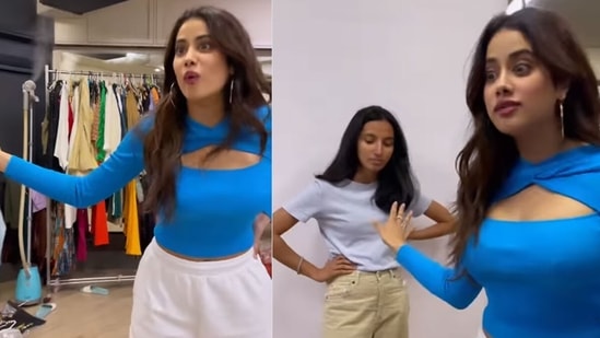 Janhvi Kapoor in stills from a fun video on Instagram.&nbsp;