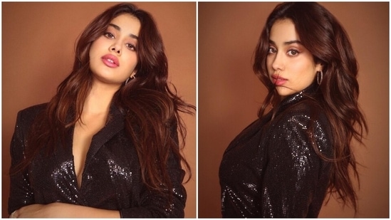 Janhvi Kapoor is ready to party in style in shimmery black powersuit and we are in love