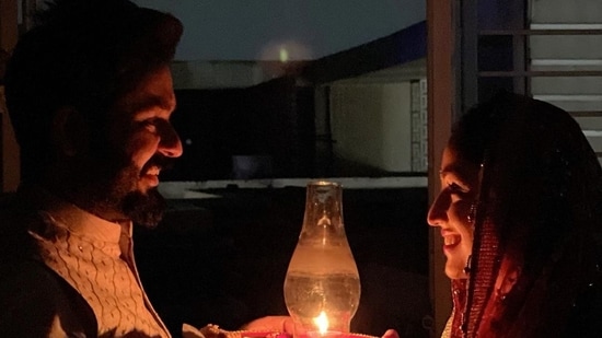 Yami Gautam shared this picture on her first Karwachauth after marriage. She captioned it, “We see the same moon, you and I… Our first Karvachauth.”