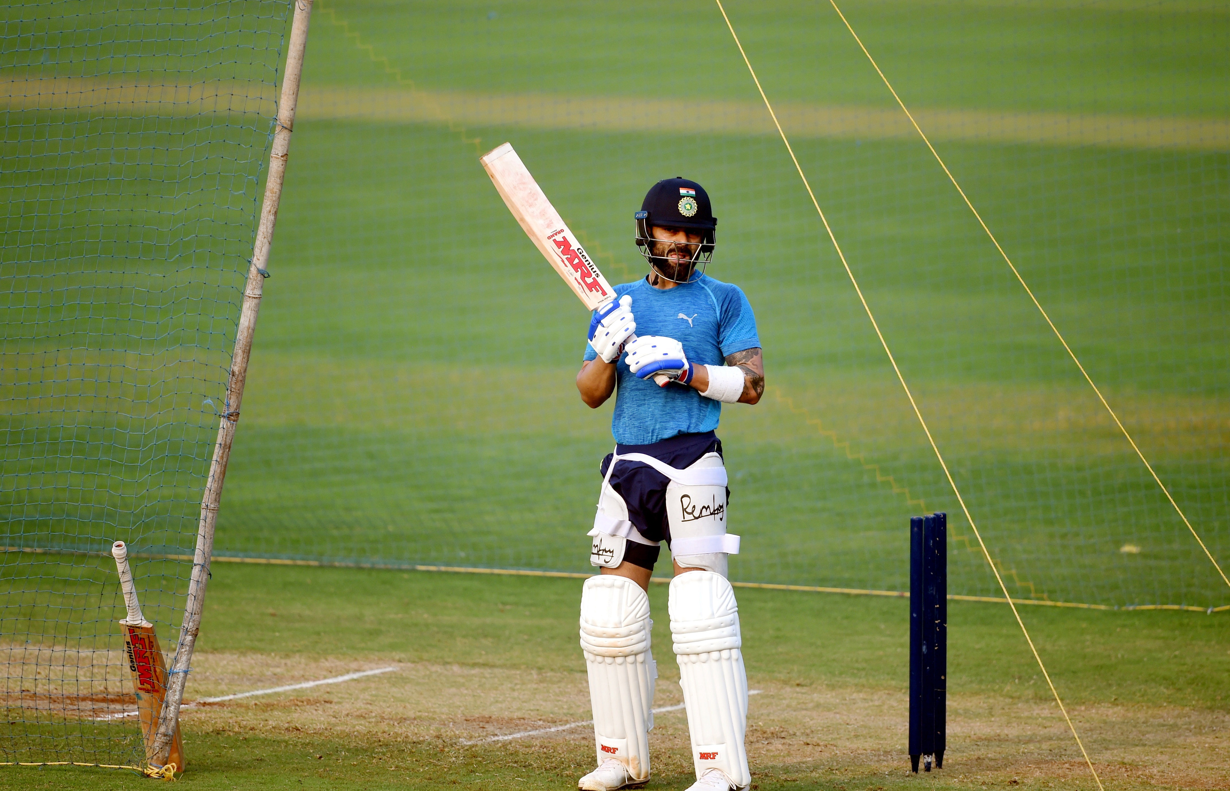 Indian captain Virat Kohli during a practice session at CCI Club in Mumbai, Thursday, Nov. 25, 2021. (PTI) Indian captain Virat Kohli during a practice session at CCI Club in Mumbai, Thursday, Nov. 25, 2021. (PTI)