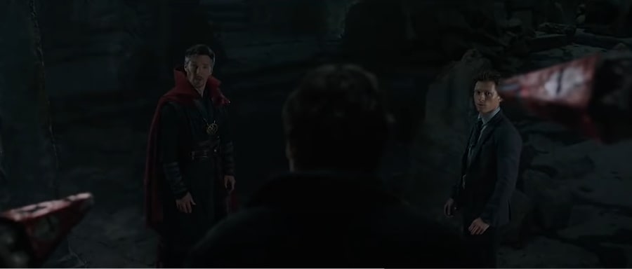 Benedict Cumberbatch and Tom Holland in Spider-Man: No Way Home.&nbsp;