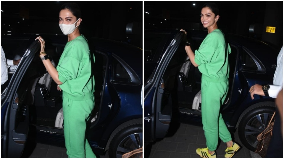 Deepika Padukone in the green joggers set.