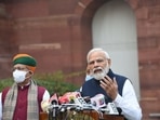 PM Modi at first day of winter session of Parliament house in New Delhi on Monday.(Arvind Yadav/HT Photo) PM Modi at first day of winter session of Parliament house in New Delhi on Monday.(Arvind Yadav/HT Photo)