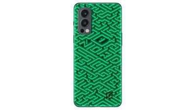 The back panel of the OnePlus Nord 2 x Pac-Man Edition glows in green to reveal a maze-like pattern. (Image Courtesy: OnePlus) The back panel of the OnePlus Nord 2 x Pac-Man Edition glows in green to reveal a maze-like pattern. (Image Courtesy: OnePlus)