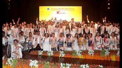 The eighth convocation ceremony of Dr Shakuntala Misra National Rehabilitation University (DSMRU) was organised on Monday. (HT Photo)