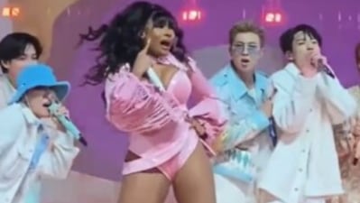BTS and Megan Thee Stallion at LA concert.