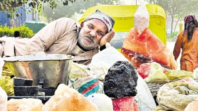 Naresh parks his cart daily on a dusty roadside in Gurugram’s Sector 14..