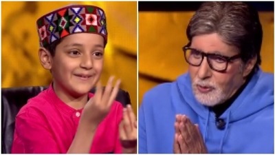 Amitabh Bachchan with Arunodai Sharma on Kaun Banega Crorepati 13.