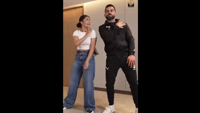 Dhanashree Verma choreographs Virat Kohli. (instagram/@royalchallengersbangalore) Dhanashree Verma choreographs Virat Kohli. (instagram/@royalchallengersbangalore)