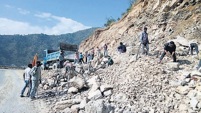 Although the state government has not conducted any survey of such sinking villages, locals say impact of road construction can be seen in villages on steep slopes (File Photo) Although the state government has not conducted any survey of such sinking villages, locals say impact of road construction can be seen in villages on steep slopes (File Photo)