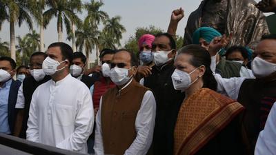 The Lok Sabha was adjourned till noon after sloganeering and disruption by the Opposition. (HT Photo by Arvind Yadav)