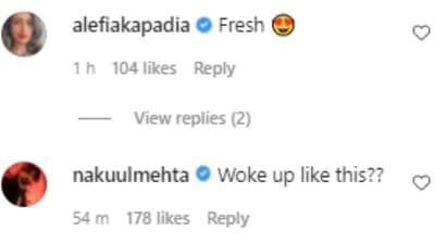 Netizens and Disha's Bade Achhe Lagte Hain 2 co-stars also reacted to the post. Nakuul Mehta wrote, "Woke up like this??" and Alefia Kapadia commented, "Fresh [heart eye emoticon]." (Instagram/dishaparmar )