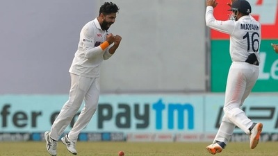 Ravindra Jadeja celebrates the wicket of Kane Williamson.&nbsp; (BCCI)
