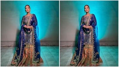 Esha wore her hair in a clean bun with a middle part. She opted for a minimal makeup look. In nude eyeshadow, mascara-laden eyelashes, black eyeliner, contoured cheeks and a shade of nude lipstick, Esha was fashion ready. (Instagram/@egupta)