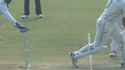 Ross Taylor survived a close stumping call (Twitter grab)
